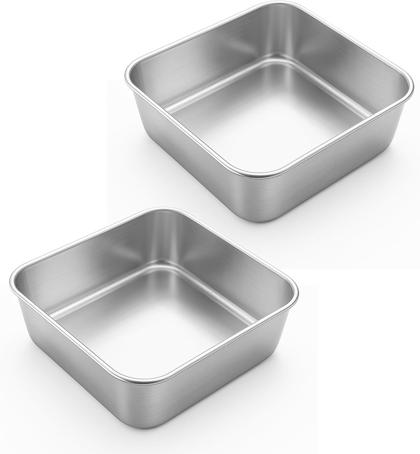 2 Moldes Cuadrados Acero Inox 6x6pulg para Hornear