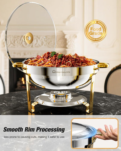 Tapa vidrio oro para platos buffet 5qt
