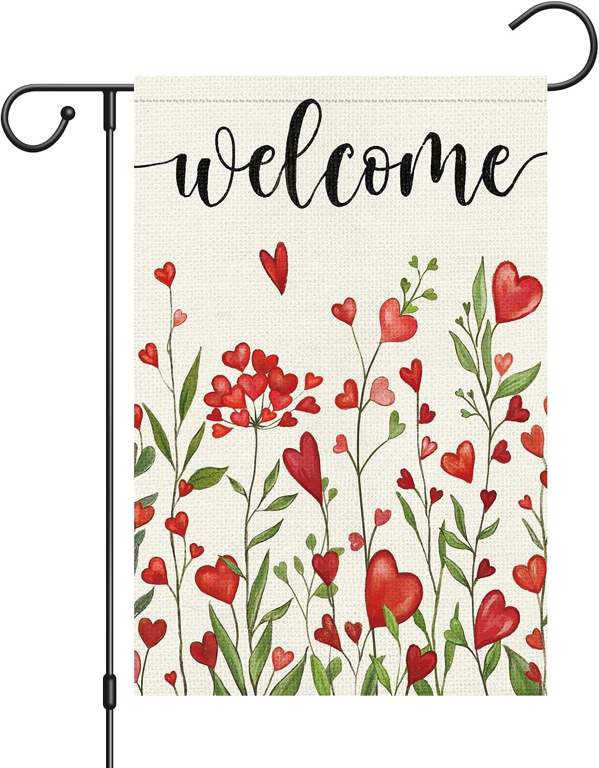Bandera jardín corazón amor 12x18pulg doble cara arpillera