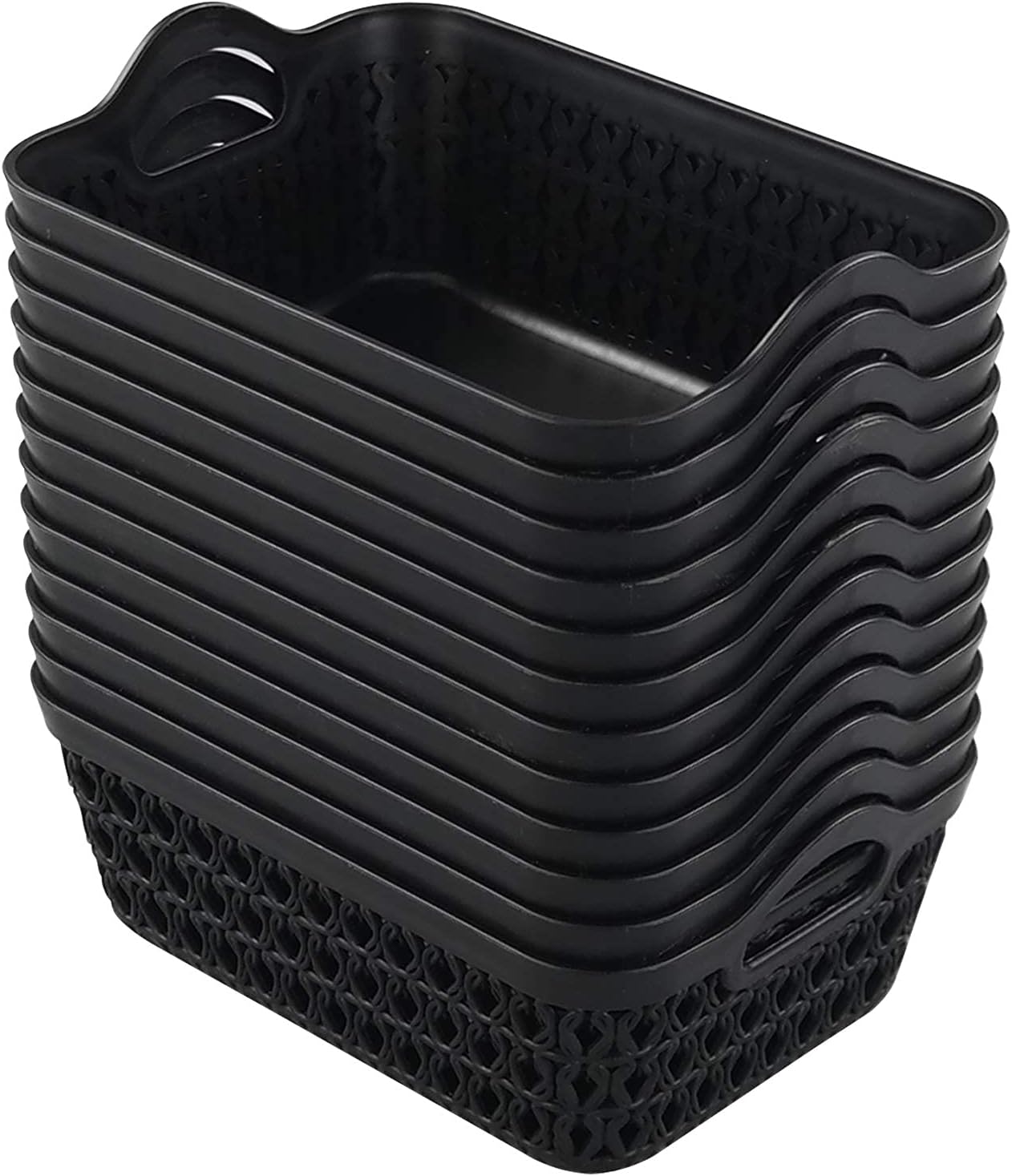12 Pzas Bandejas Plástico Almacenamiento Negro