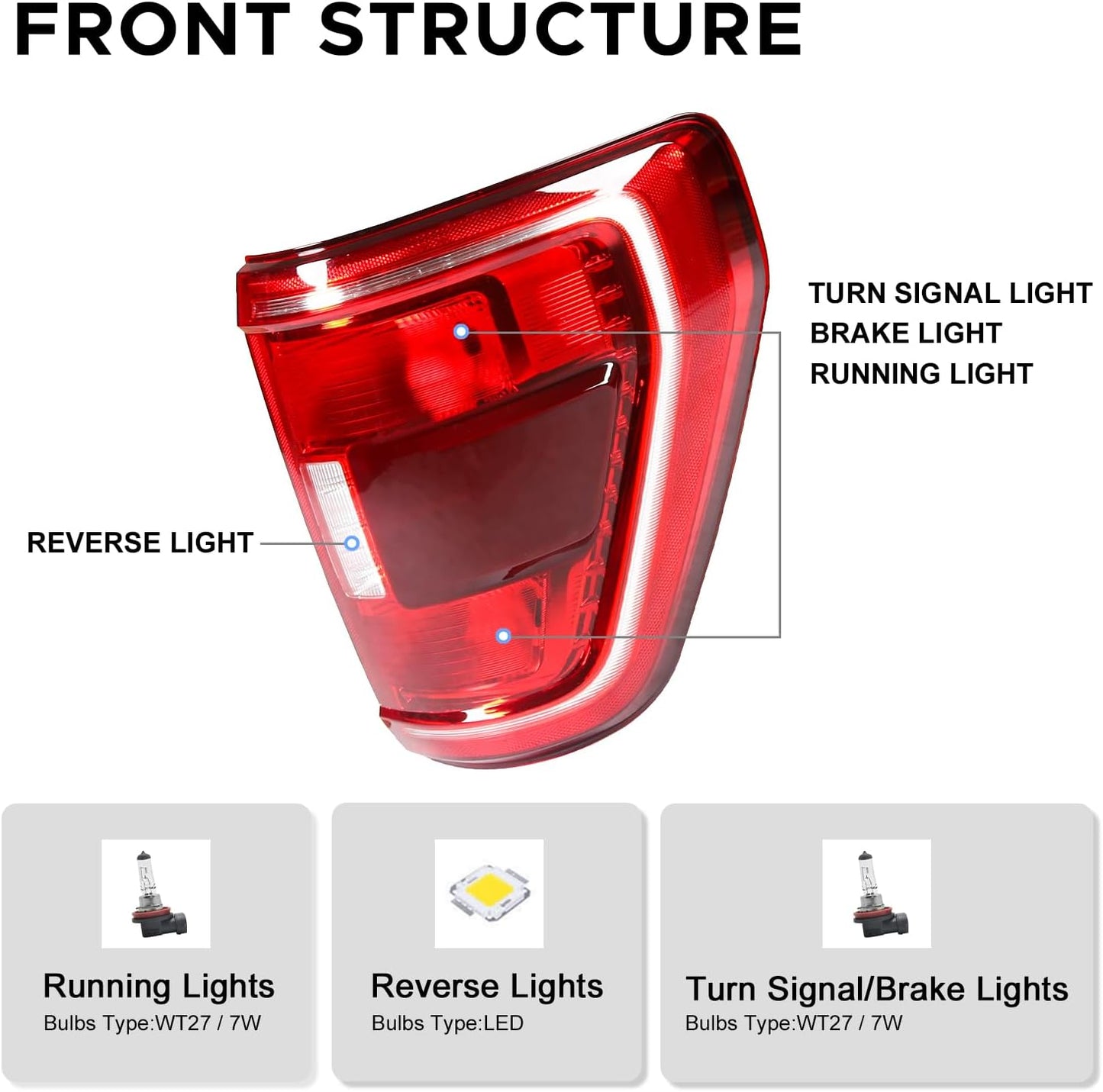 Luz trasera halógena Ford F150 XLT 21-23 lado derecho