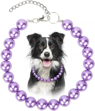 Collar perlas gruesas perro cuerda acero inox elegante