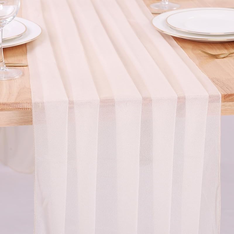 Camino mesa gasa beige 10ft 30x120pulg decoración boda
