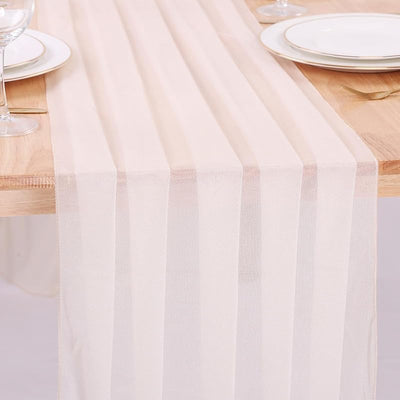 Camino mesa gasa beige 10ft 30x120pulg decoración boda