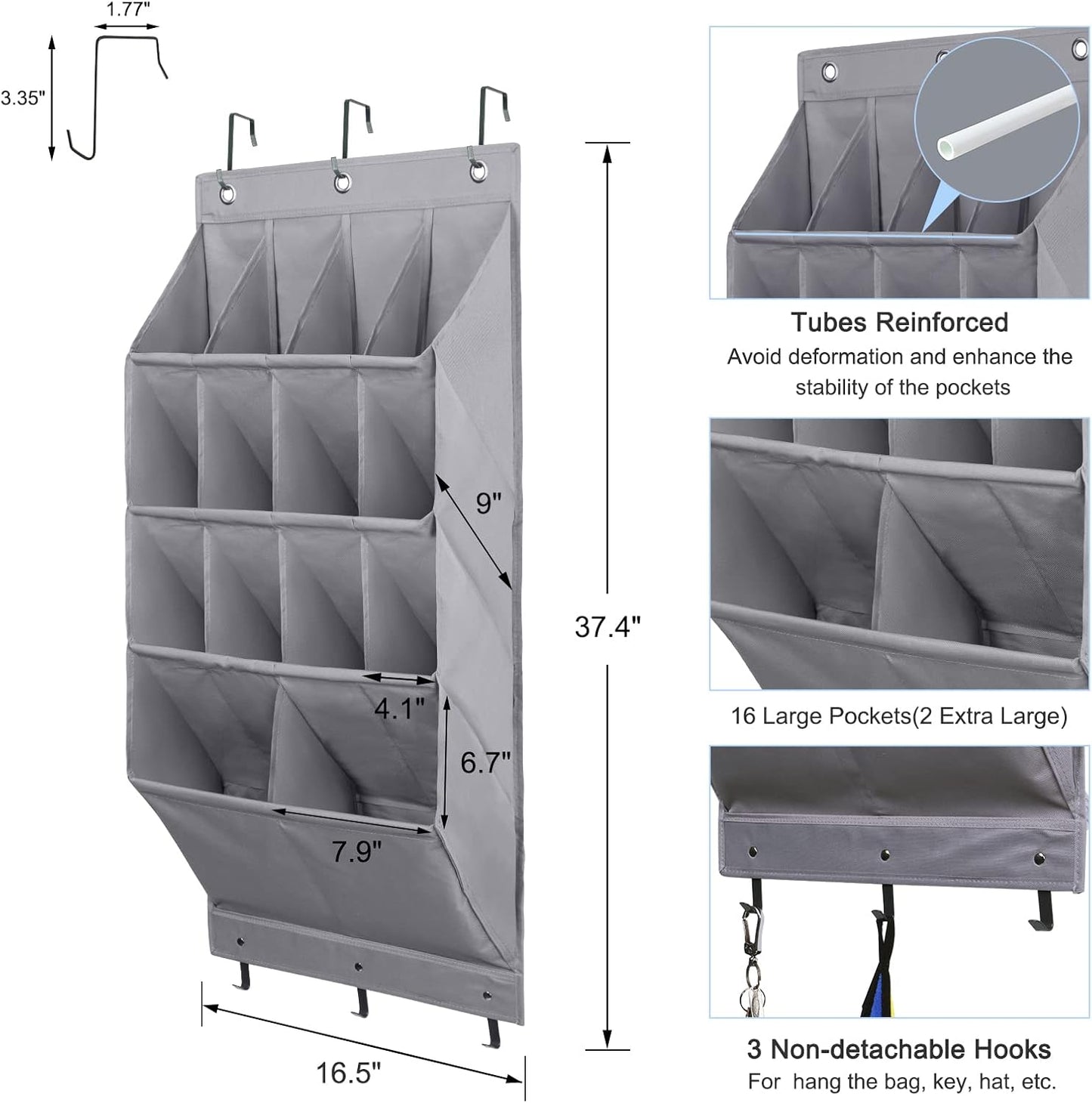 Pack 2 organizadores zapatos puerta 24 bolsillos 6 ganchos
