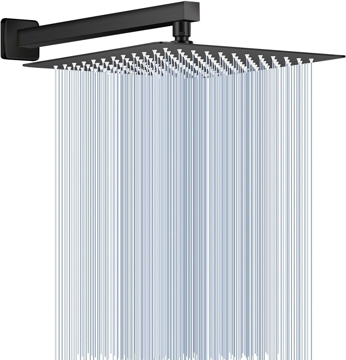 Cabezal regadera lluvia acero inox 12pulg negro mate