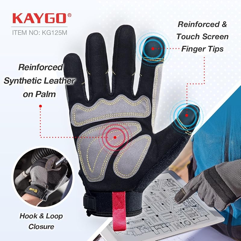 Guantes trabajo hombre X-Grande 3 pares cuero sintético