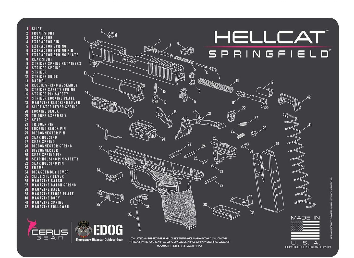 Alfombrilla limpieza rosa comp Springfield Hellcat 0.118pulg