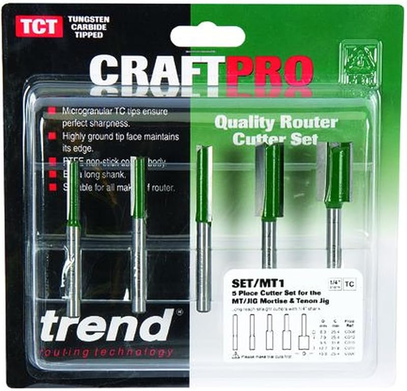 Set cortador brocas mortaja 1/4pulg 5 Pzas