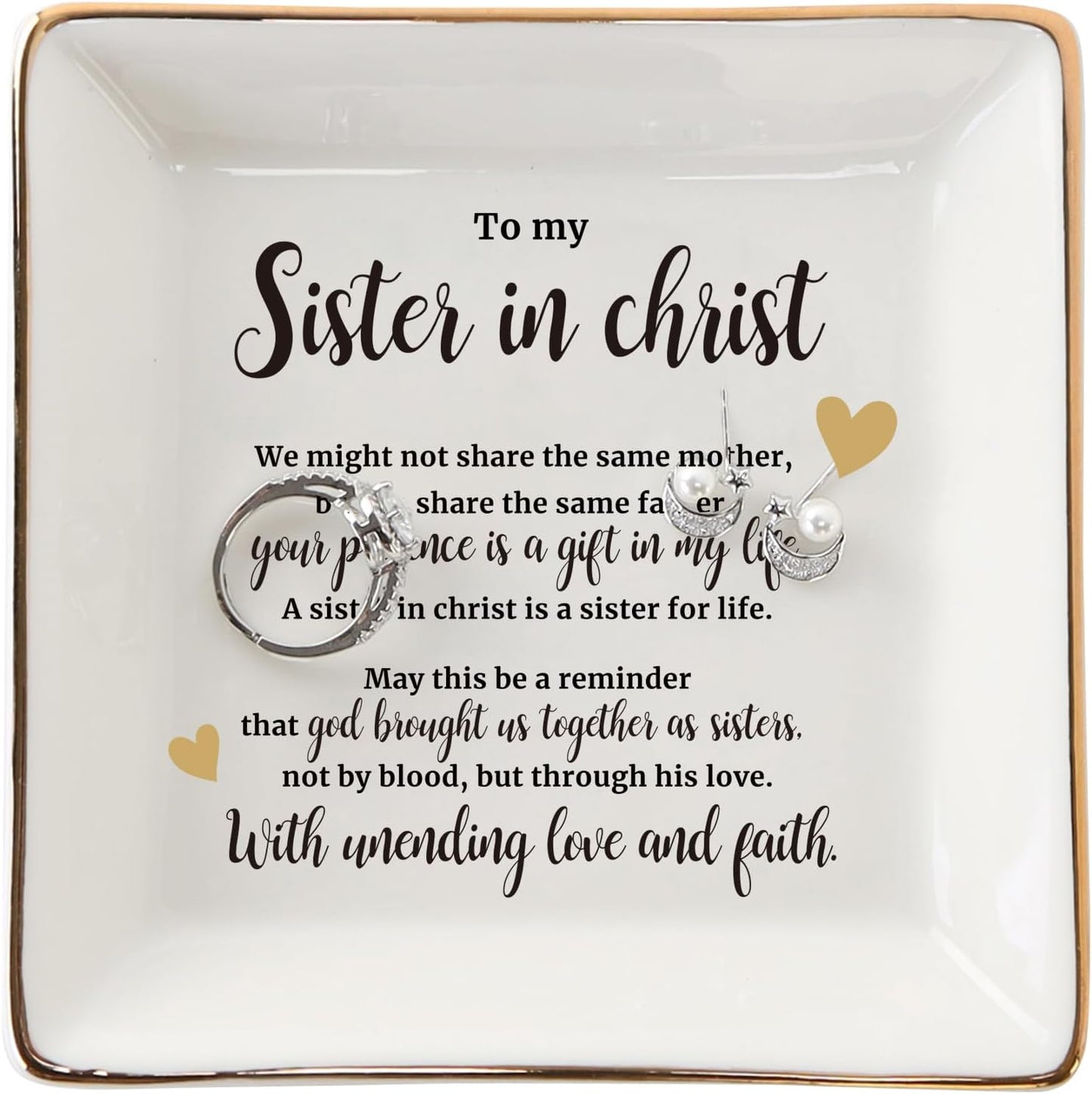 Bandeja cerámica joyería regalo hermana en Cristo