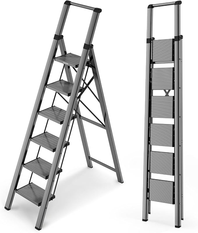 Escalera plegable 6 peldaños 12ft antiderrap