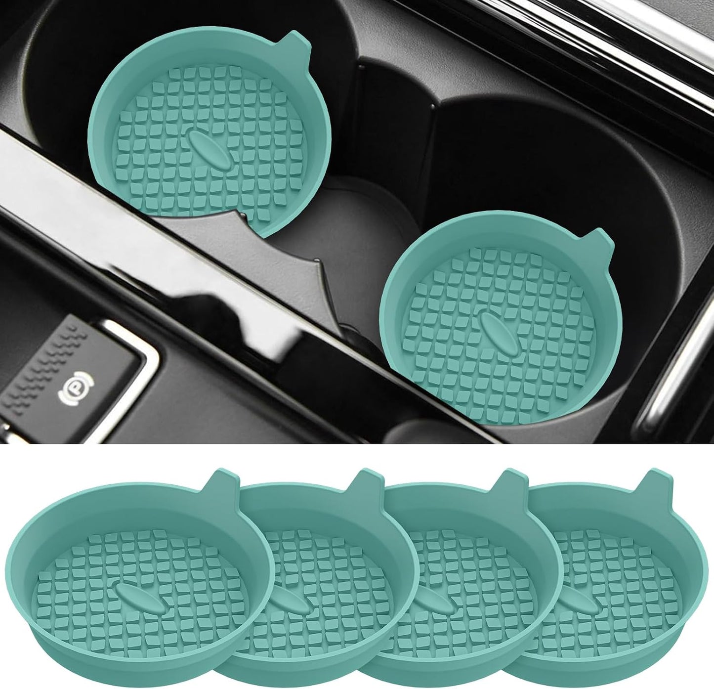 Portavasos auto 4uds silicona antideslizante azul celeste