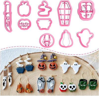 Cortadores arcilla Halloween 10 formas aretes fantasma