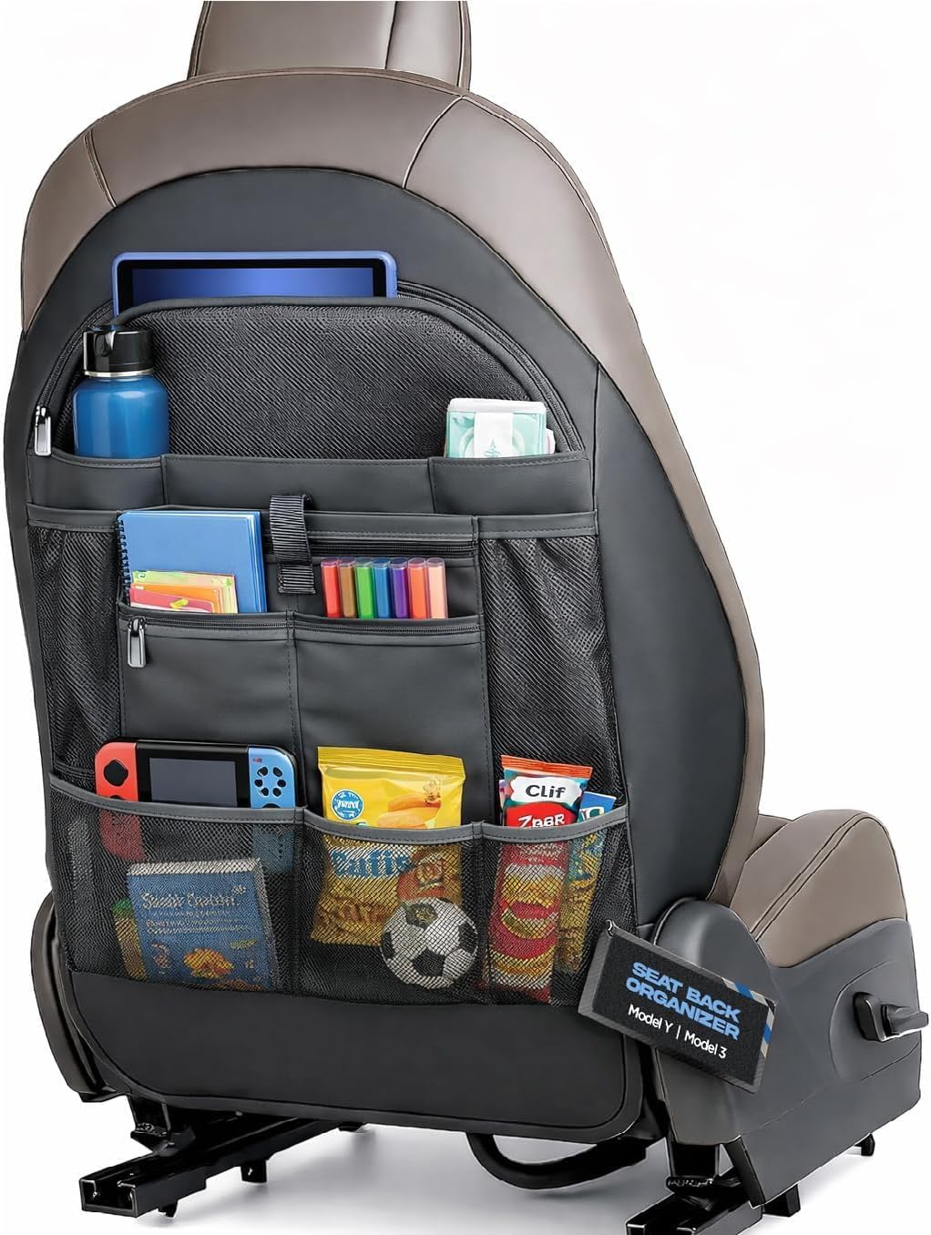 Organiz. respaldo asiento Tesla Model 3 con bolsillos