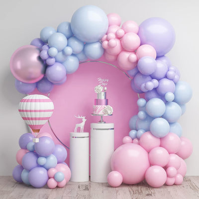 Kit arco globos rosa azul decoración cumpleaños