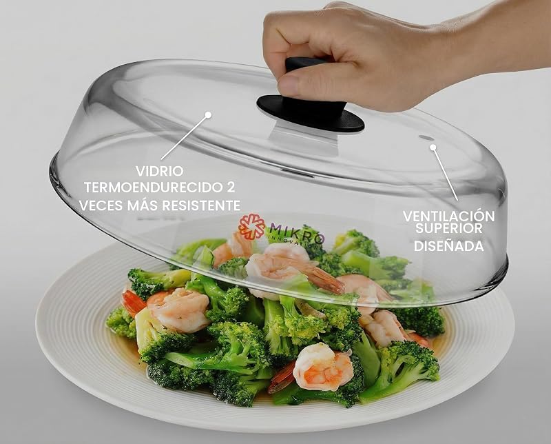 Cubierta vidrio borosilicato microondas con orificio
