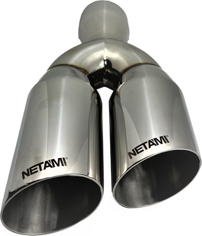 Punta escape acero inox 3-3.5" doble salida cromado
