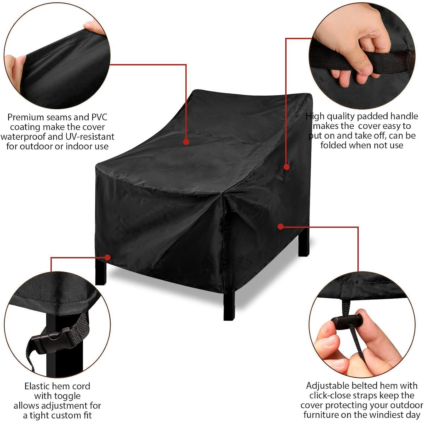 Fundas sillas patio impermeables tela Oxford 600D negro