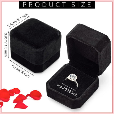 36 Cajas Anillos Terciopelo Negro para Boda y Regalo