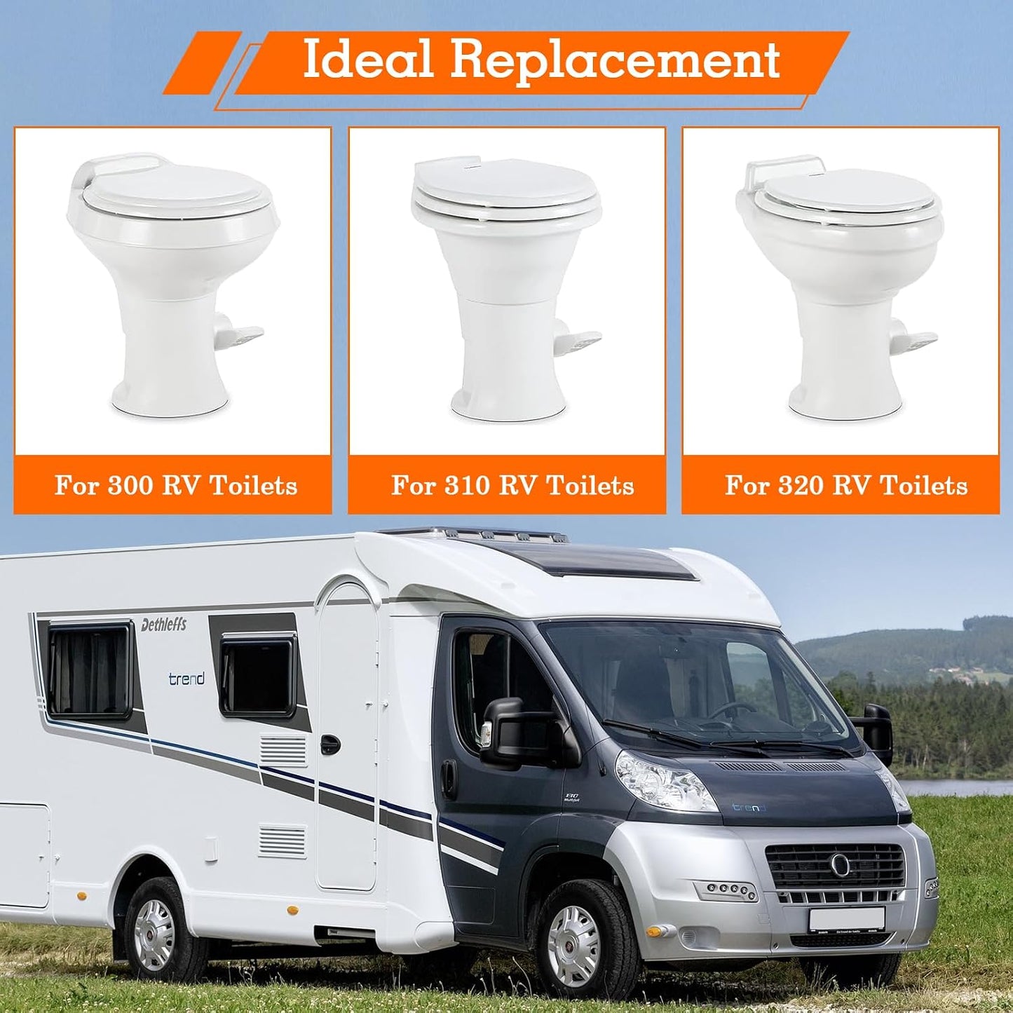 Sello inodoro RV con brida piso 3" 300/310/320