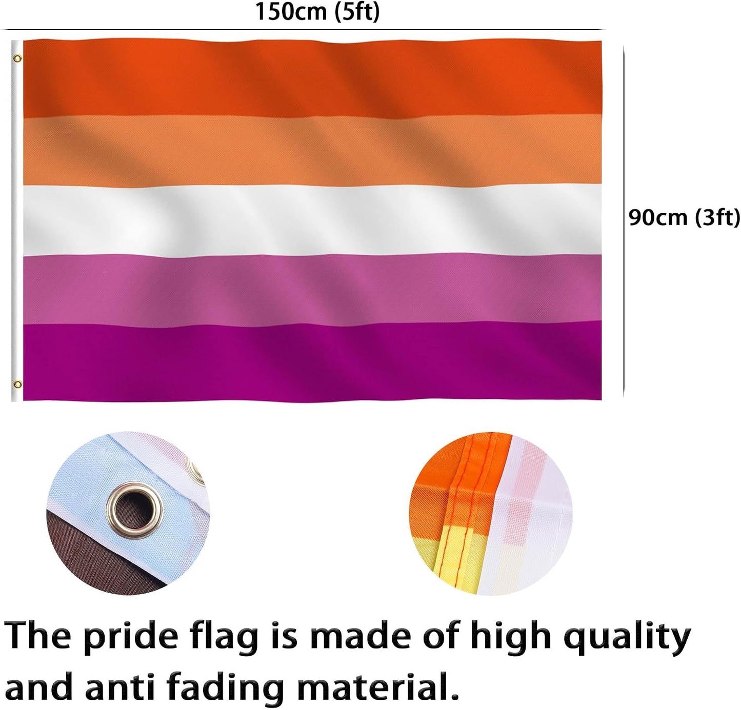 Bandera orgullo lésbico 3x5ft para fiesta desfile