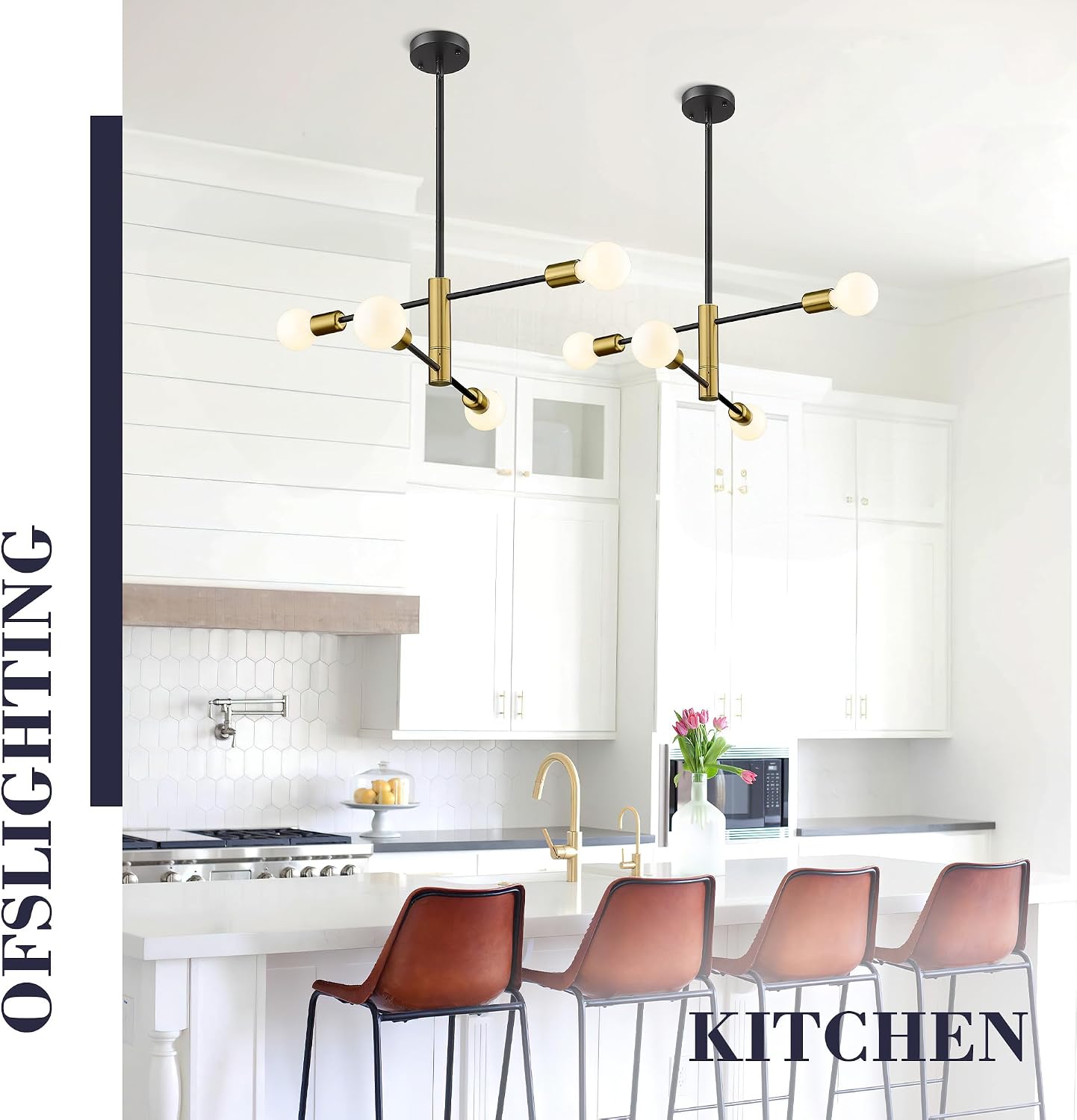 Lámpara Sputnik ajustable 4 luces techo industrial comedor