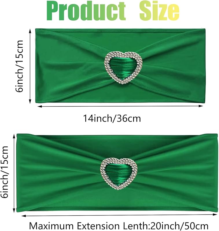 Cintas elásticas para sillas 50 uds verde esmeralda