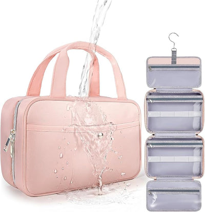 Bolsa maquillaje resistente agua organizador viaje rosa mediana