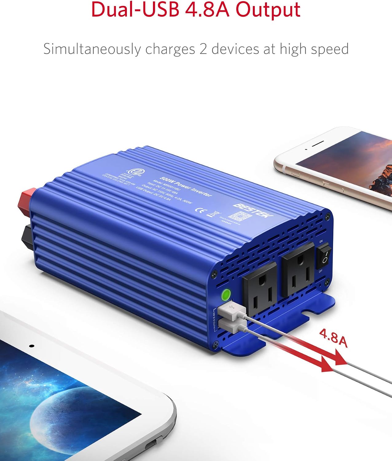 Inversor corriente DC 12V a 110V AC azul