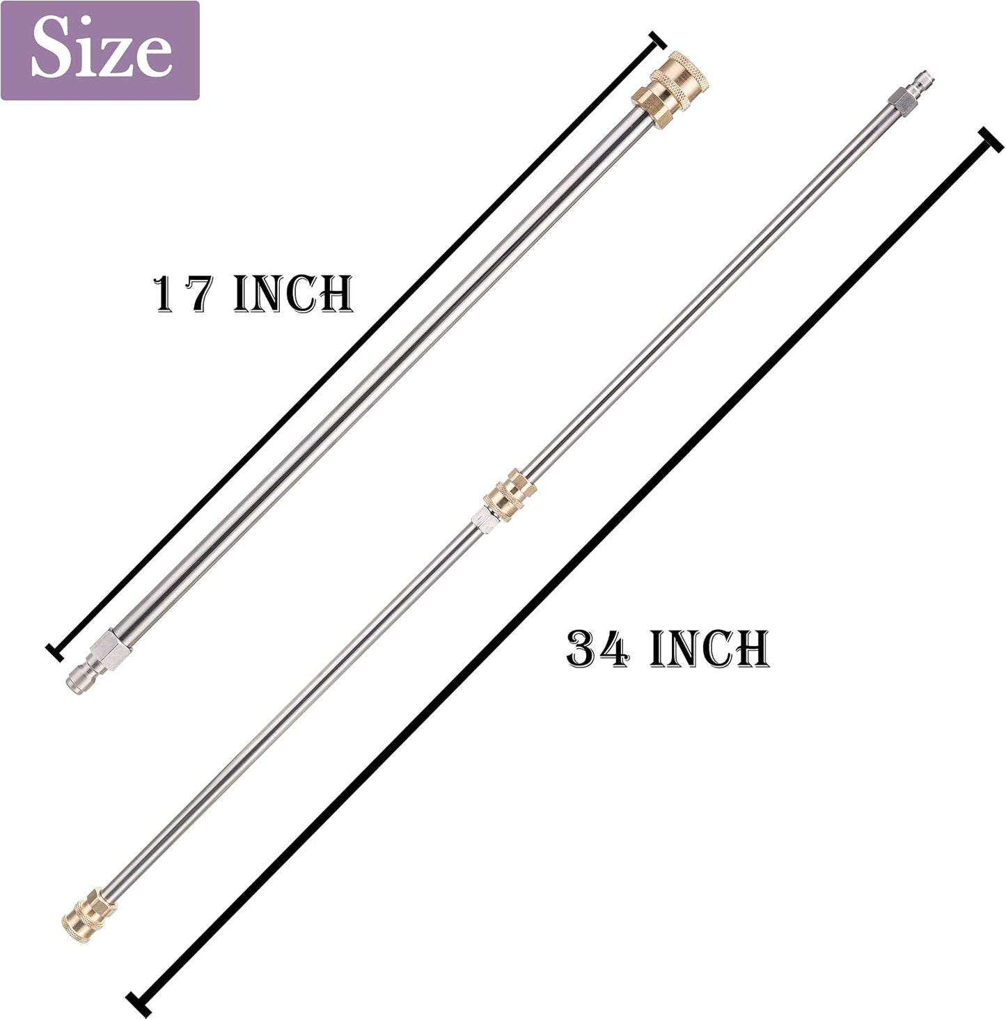 Varita extensión lavadora 17" conexión 1/4" 4000PSI set 2