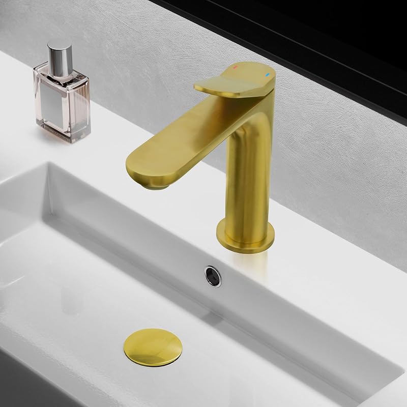 Grifo baño dorado moderno 5.9" 1 orificio 22°