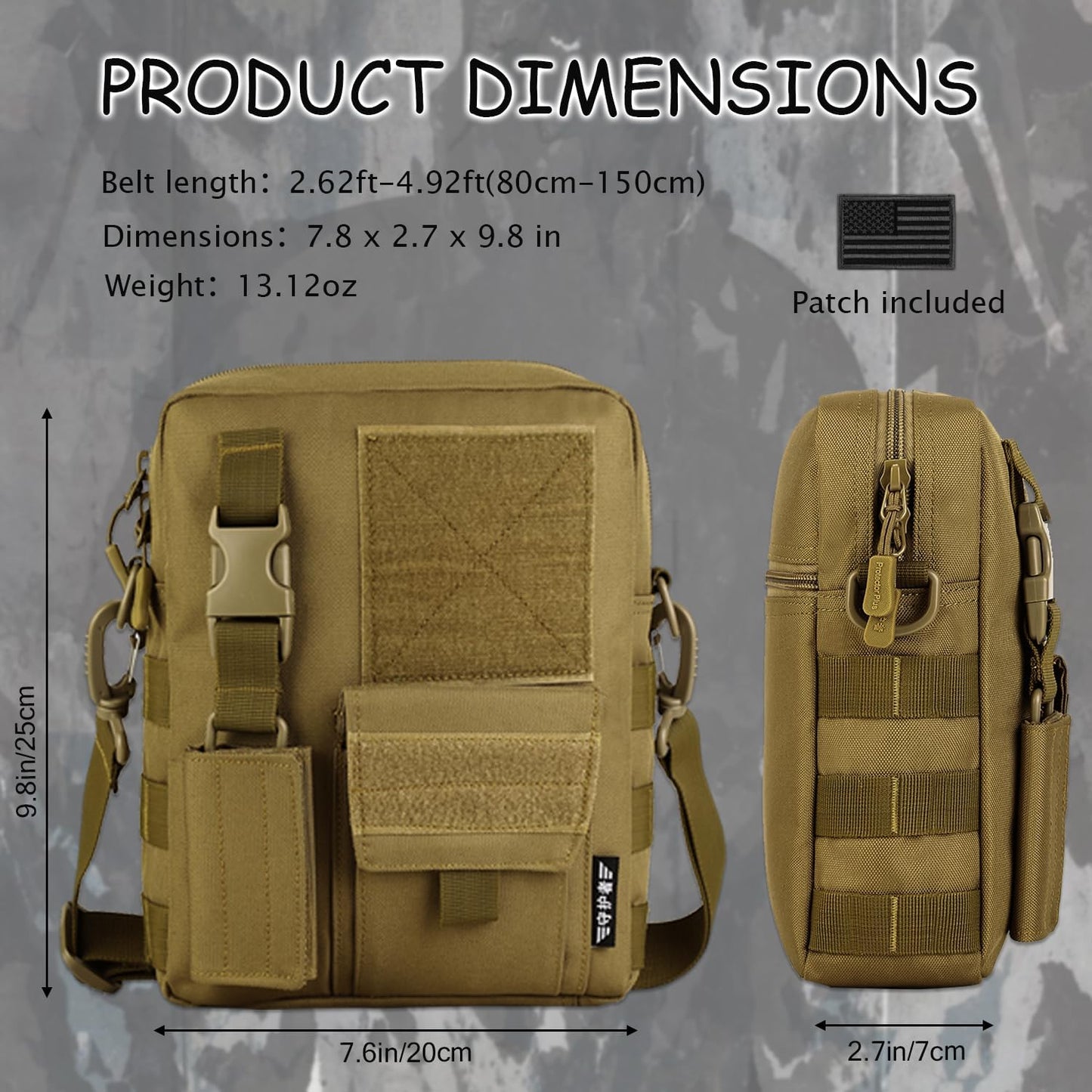 Bolsa mensajero táctica pack cruzado Molle para hombre