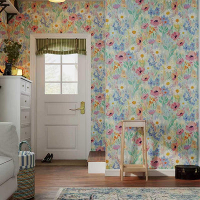 Papel tapiz floral vintage autoadhesivo dormitorio