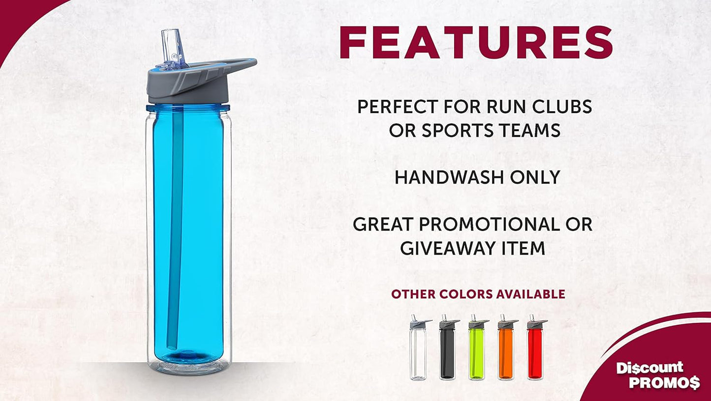 Set 6 Botellas Deportivas con Pajilla 19oz Azul