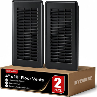 Cubiertas ventilación piso plástico 4x10 color negro set 2