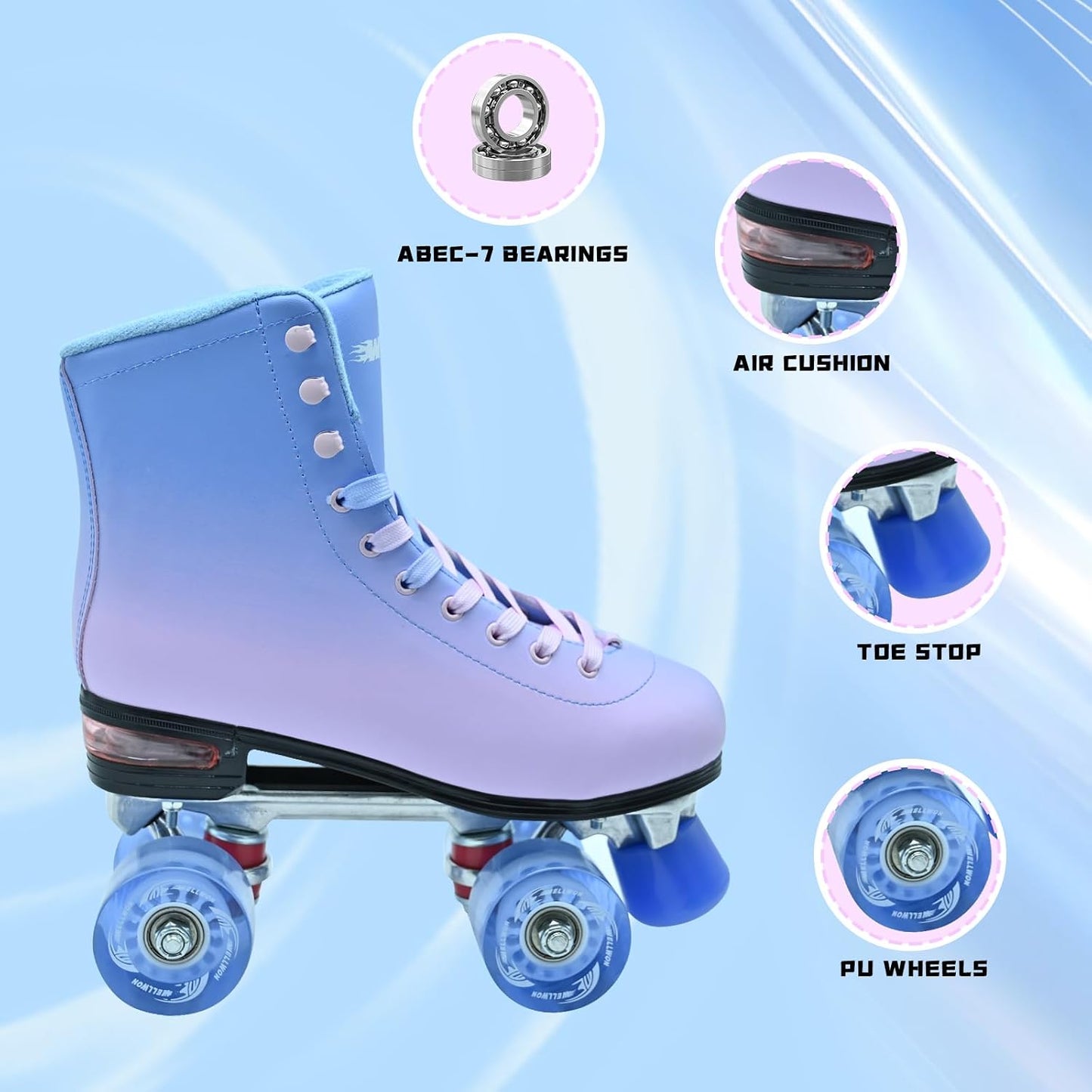 Patines cuádruples piel sintética talla 6-11