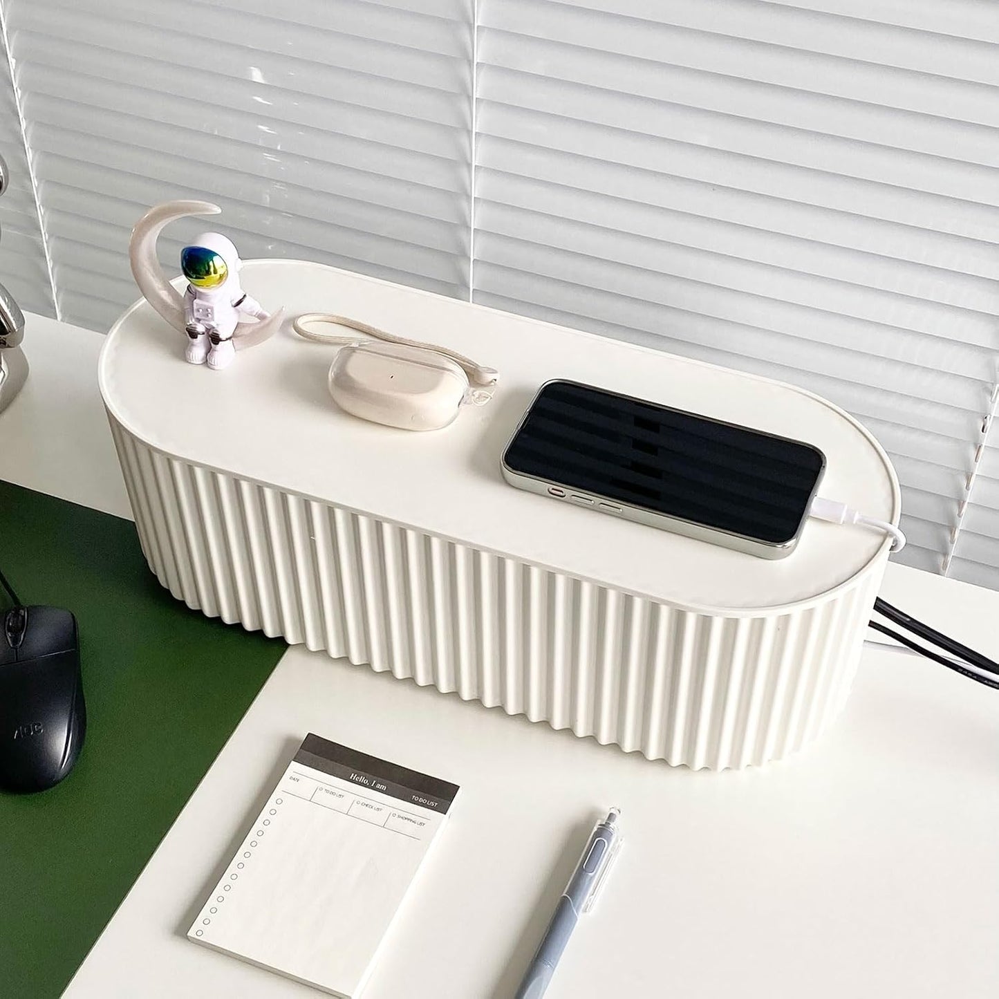 Caja organizadora cables plástico con tapa blanca