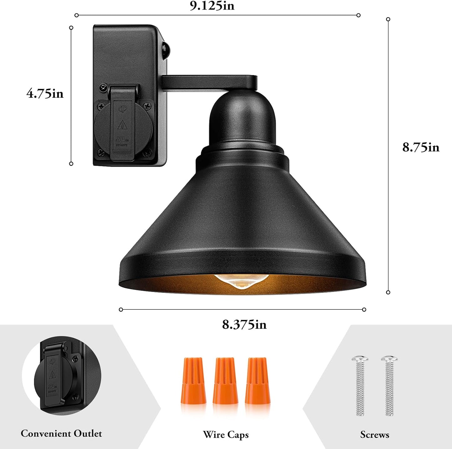 Luces pared exterior sensor movimiento toma corriente