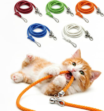 5 Cuerdas Algodón para Gatos con Clips y Campana