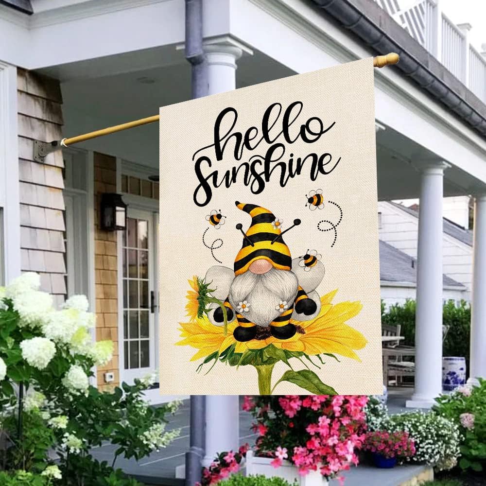 Bandera doble cara 28x40pulg Hello Sunshine decoración exterior