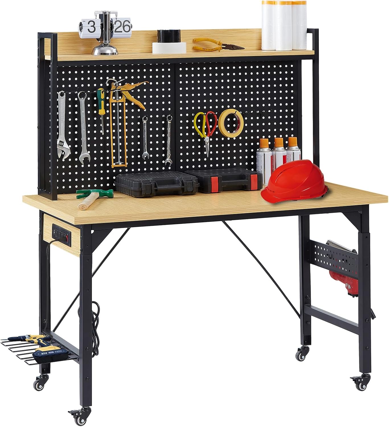 Banco trabajo ajustable 48pulg madera resistente 2000lb