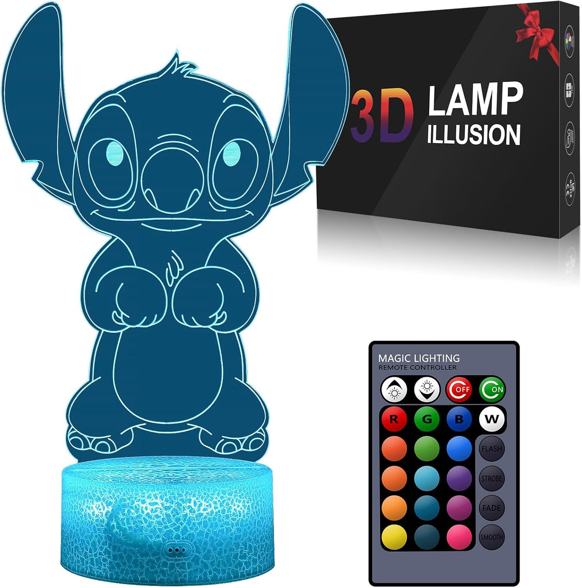 Luz nocturna 3D regulable para niñas con 16 colores LED
