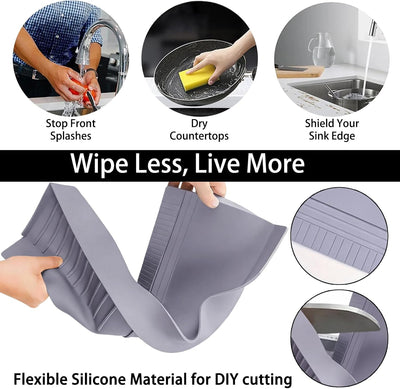 Protector de borde con ventosas de 20 pulgadas para fregadero de cocina y baño