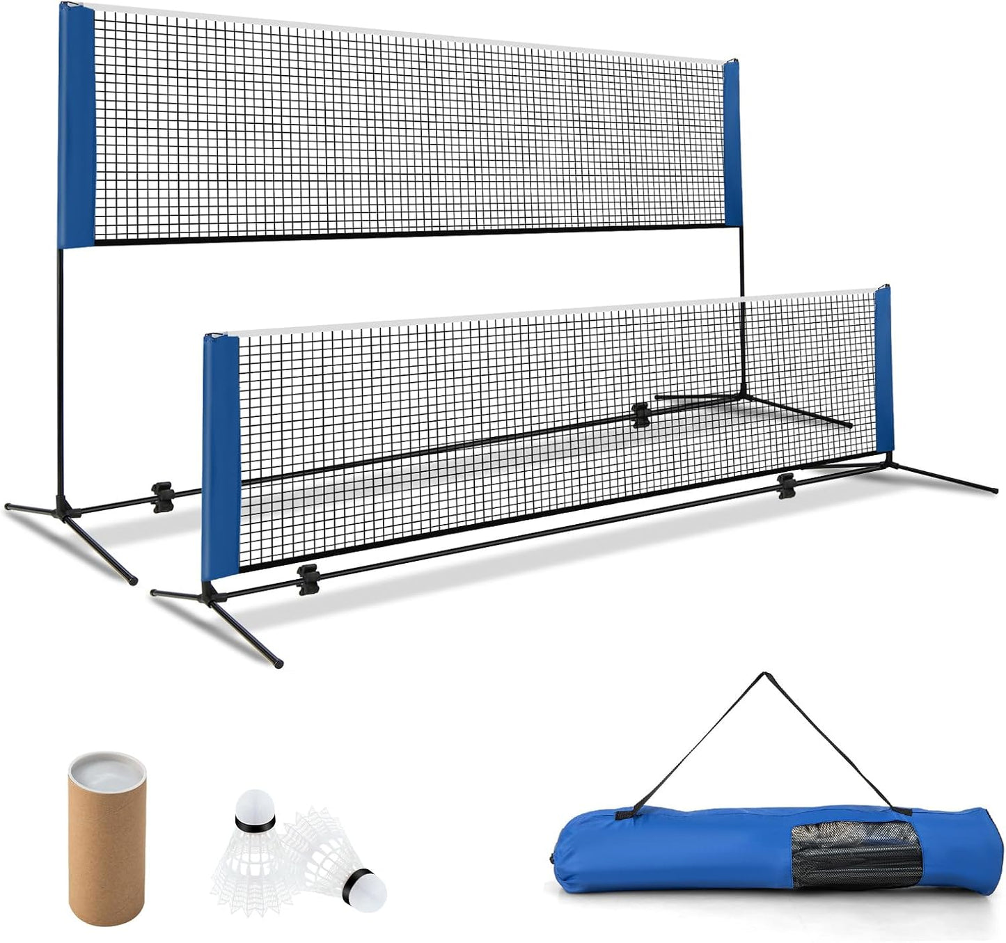 Set red bádminton pickleball 10/14ft 2 volantes