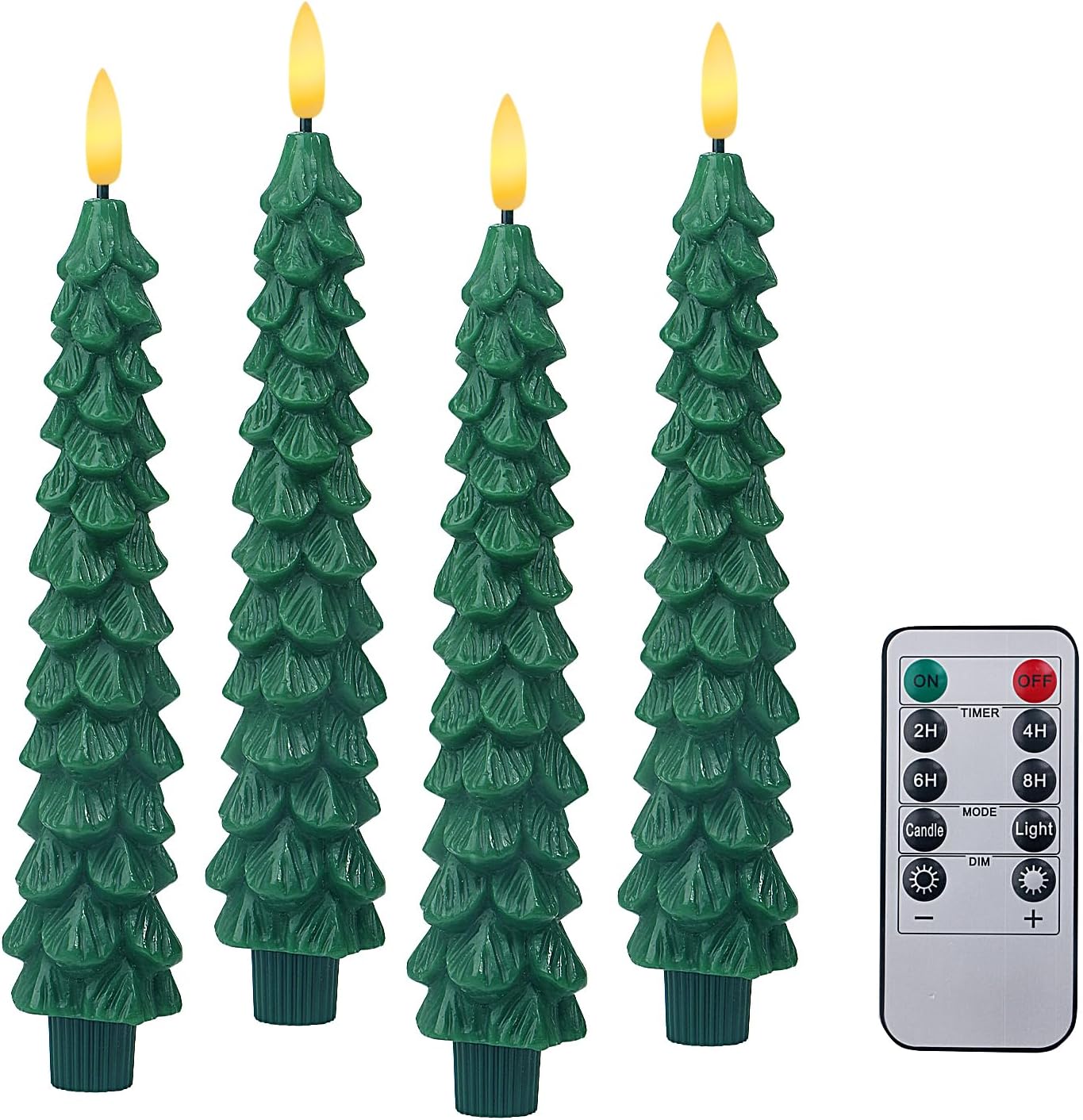 Velas LED cónicas pack 4 luz blanca cálida parpadeante
