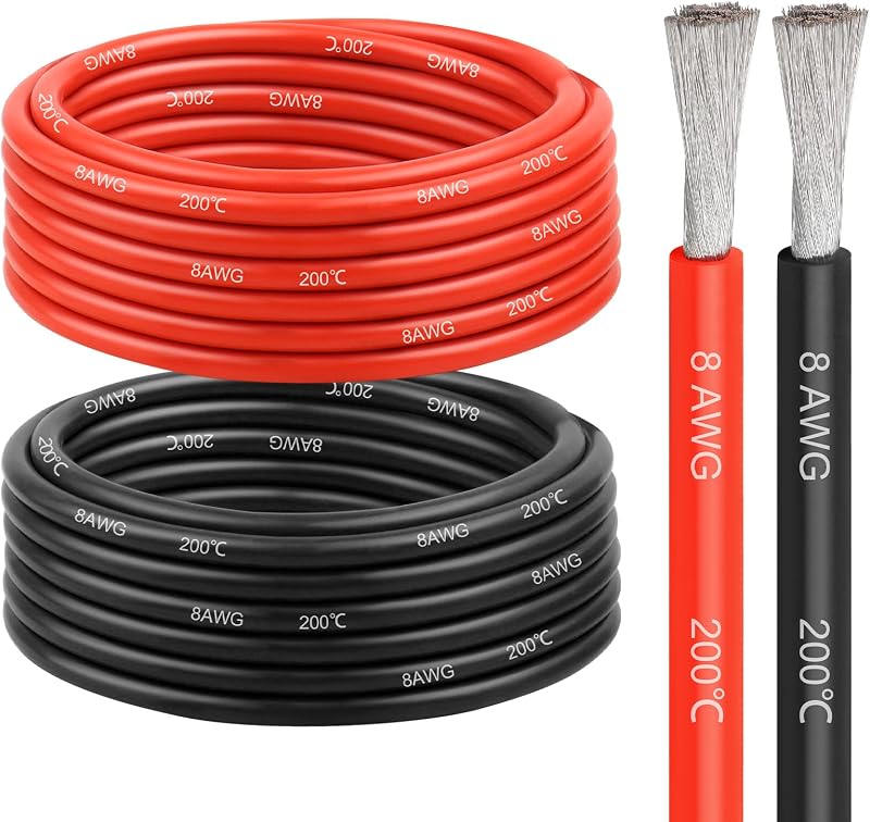 Cable silicona 20 ft rojo y negro 8AWG cobre estañado auto