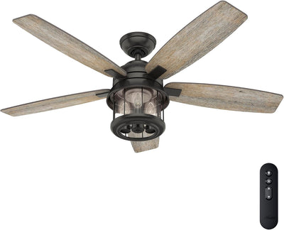 Ventilador techo 52pulg luz LED control remoto bronce noble