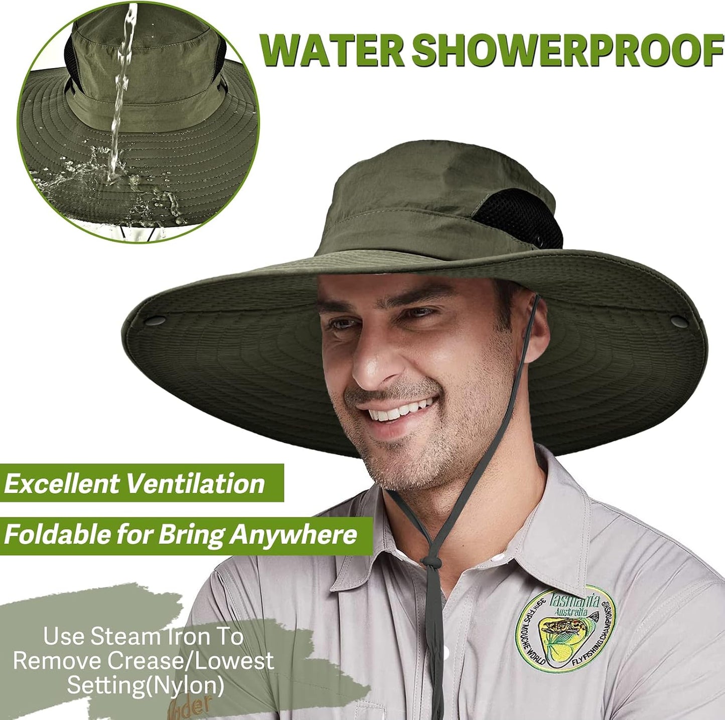 Sombrero Boonie ala ancha UPF 50 impermeable para hombre mujer