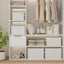 Cesta tela con tapa plegable apilable 2 pzas blanco