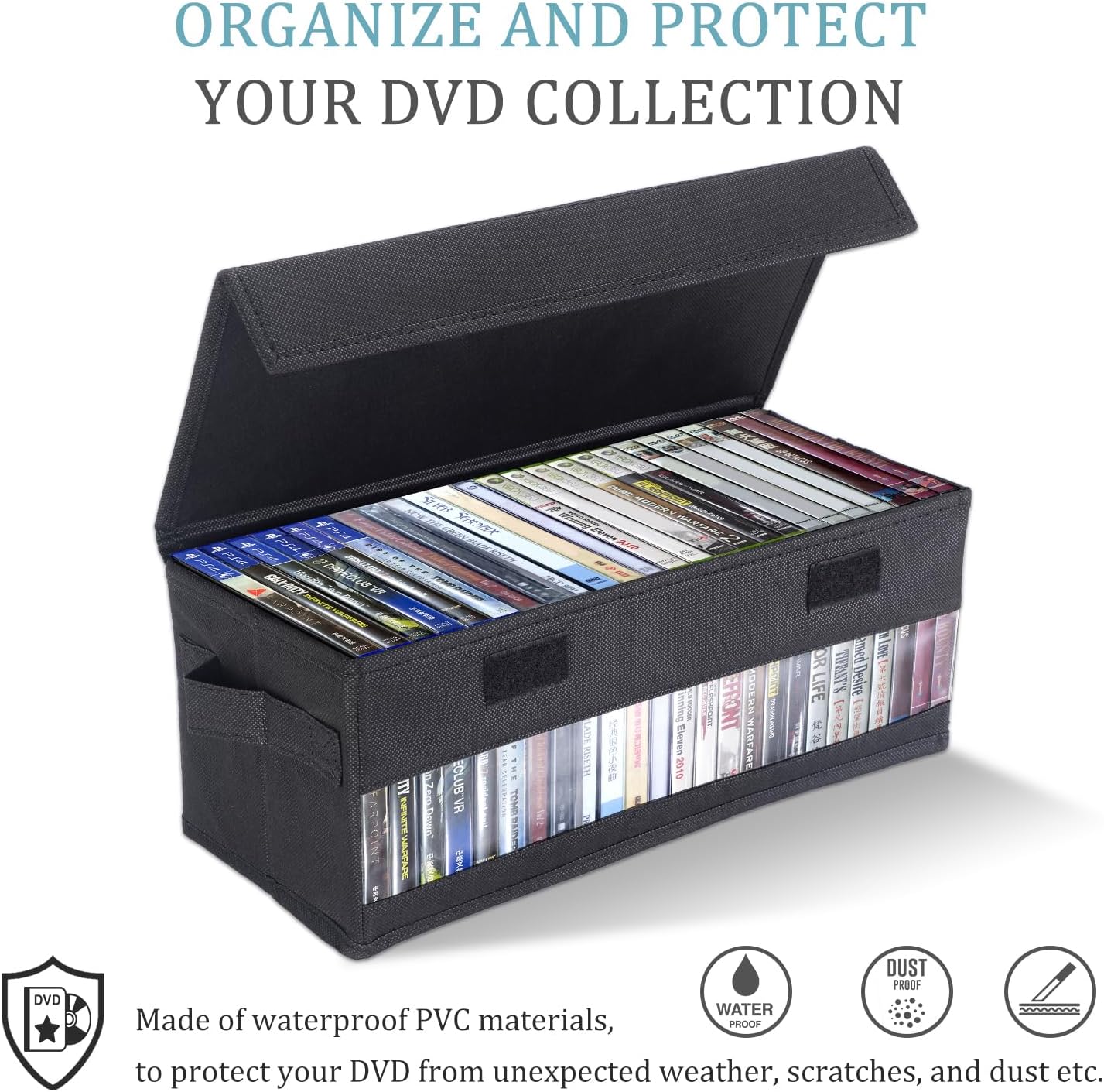 Cajas almacenamiento CD 14x5.9x5.3" con tapas 2 Pzas